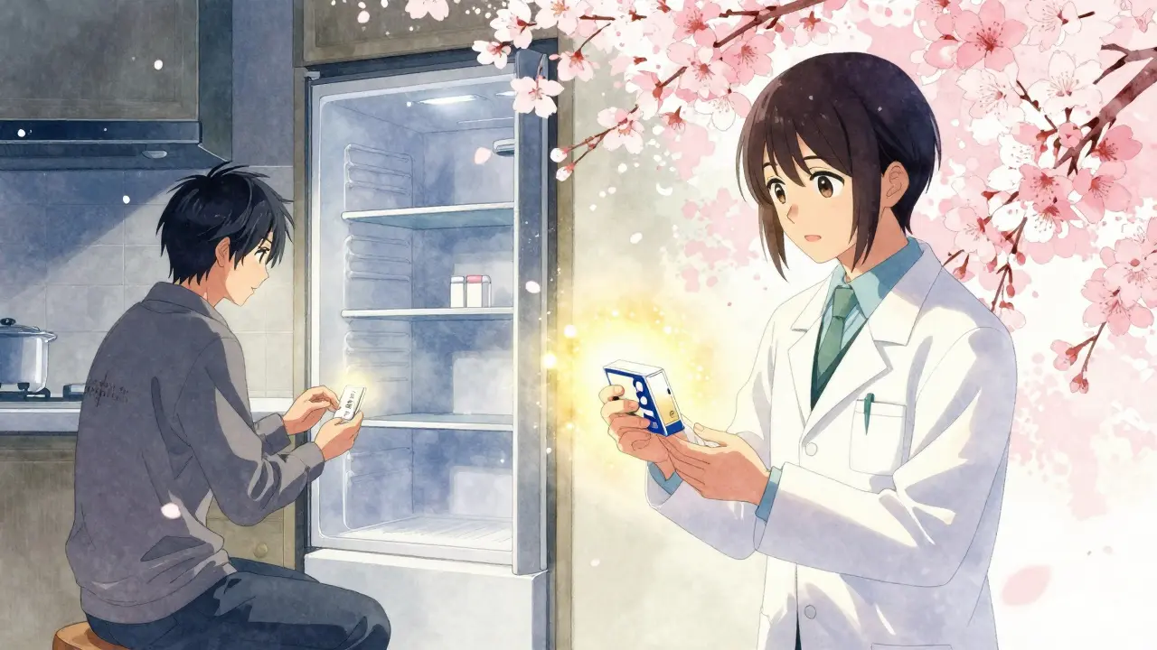 A U.S. patient rationing pills at home contrasts with a Japanese patient receiving the same drug for .