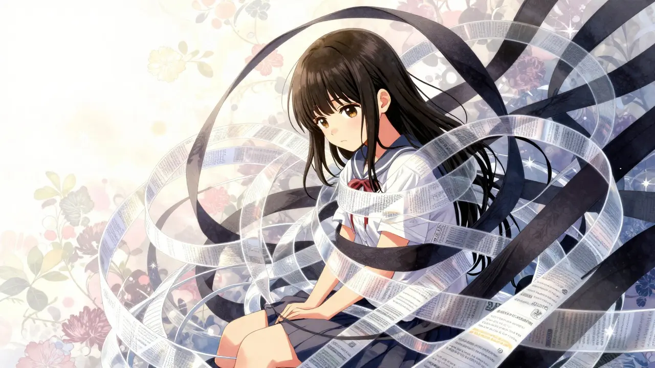 Girl wrapped in ribbons symbolizing complex healthcare regulations